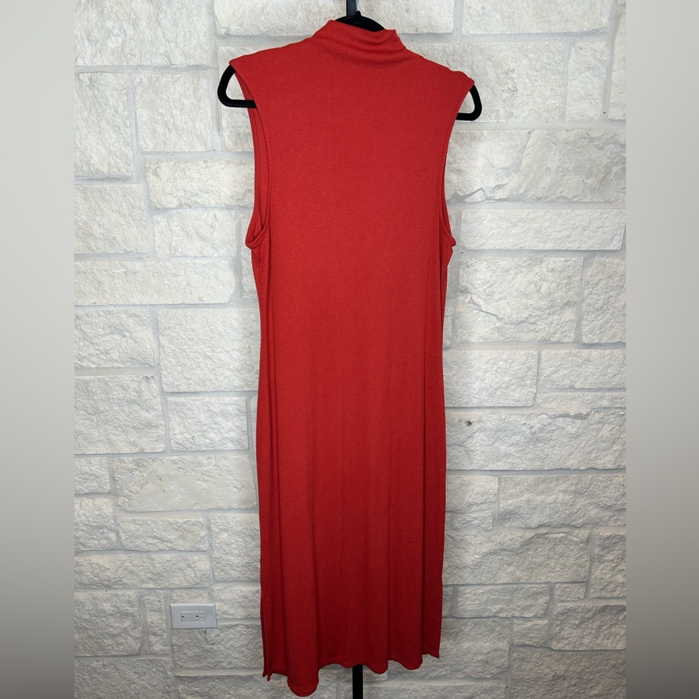 A New Day Ribbed Midi Knit Sweater Dress Size Large Sleeveless Red Never Worn